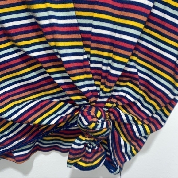 MADEWELL Women's Knot-Front Tee In Rainbow Stripe Size SMALL 🌟 - Picture 5 of 6